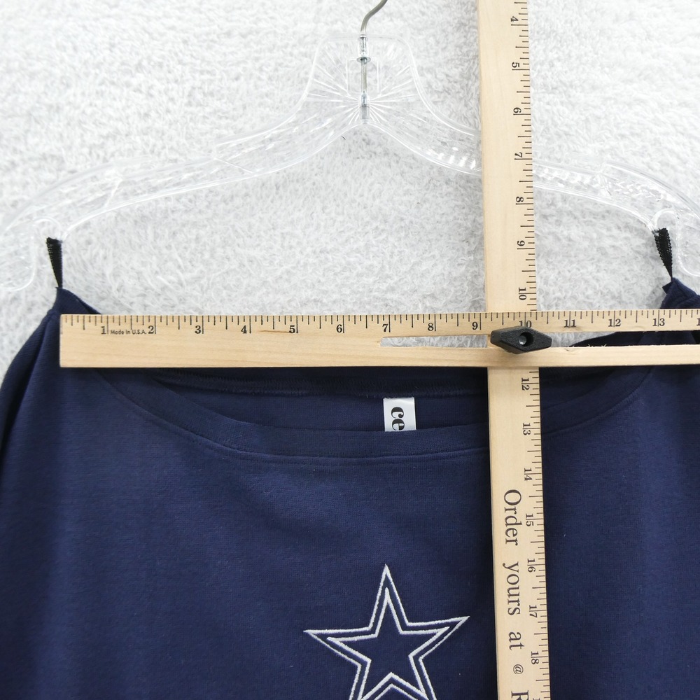Certo Sweatshirt Womens Medium Dallas Cowboys Star Navy Blue Cropped Boat Neck - Picture 7 of 8
